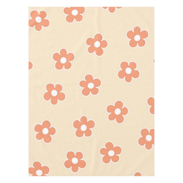 Nappe Preppy Peach White Hippie Flower Motif (Devant)