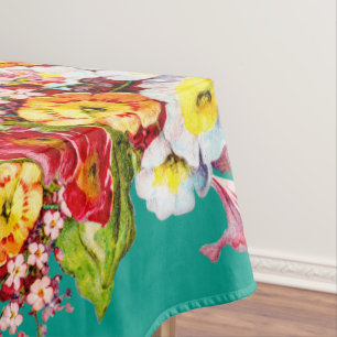 Nappe Primroses Vintages colorées Motif de printemps fle