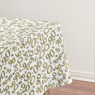 Nappe quatre-vingt-dixième Or et blanc de motif de