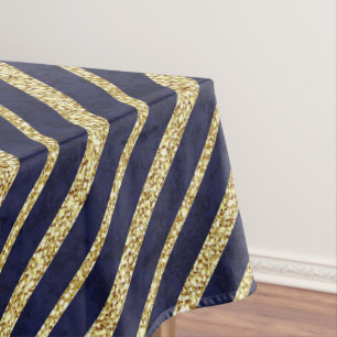 Nappe Rayures de diagonale de bleu marine et d'or