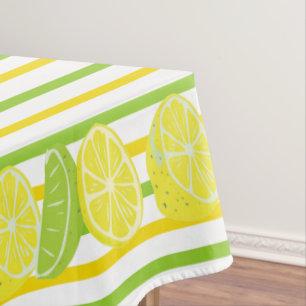 Nappe Rayures jaunes et vertes citron et chaux italiens