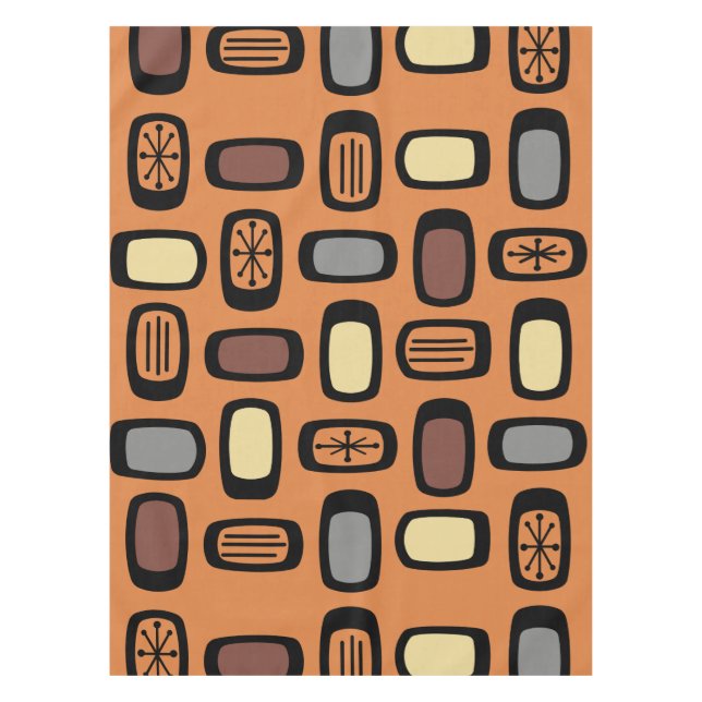 Nappe Rectangles arrondies MCM du milieu du siècle Orang (Devant)