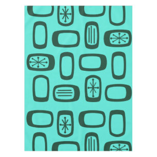 Nappe Rectangles arrondies MCM du milieu du siècle Turqu