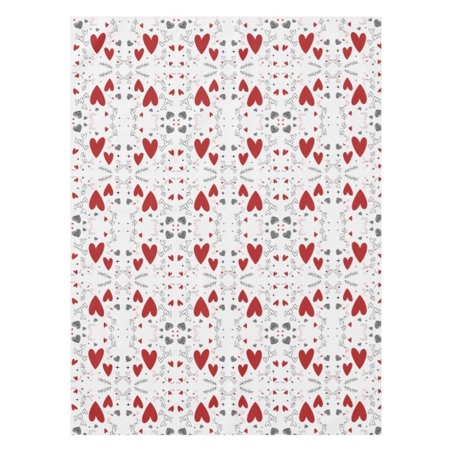 Nappe Red and Black Retro Hand Drawn Hearts Love  (Devant)
