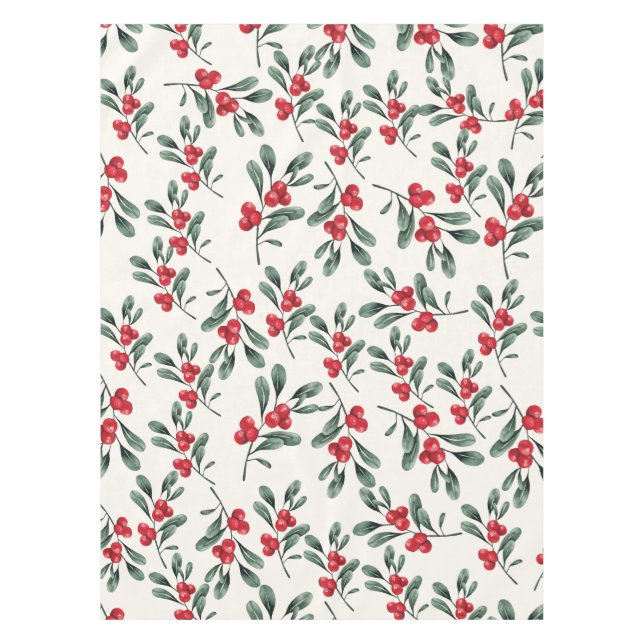 Nappe Red Holly Berries feuilles de la feuille verte (Devant)