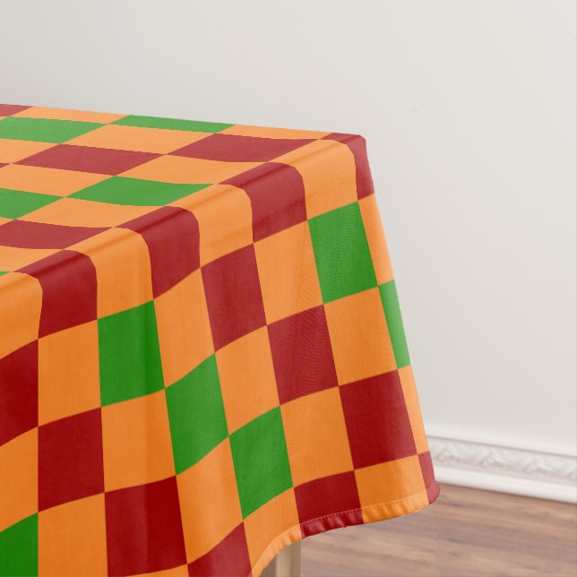 Nappe Red Orange Green Checkered Pattern Design  (In Situ)