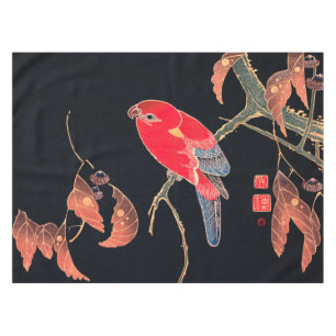 Nappe Red Parrot Oiseau Vintage Bois japonais Imprimer