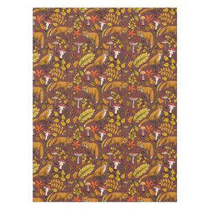 Nappe Renards d'automne sur chocolat brun