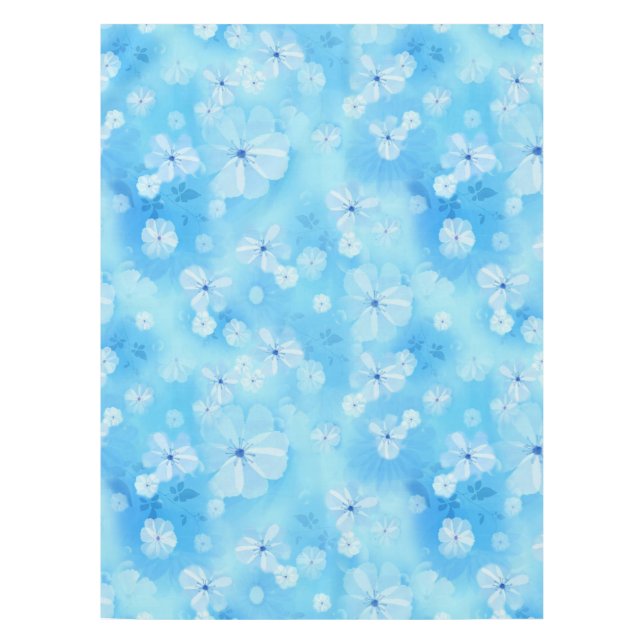 Nappe Répéter bleu ciel pâle - fleurs d'aquarelle blanch (Devant)
