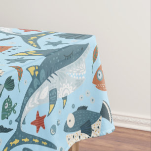Nappe Requin Bleu Mer Océan Poissons Animaux Thème Boy P