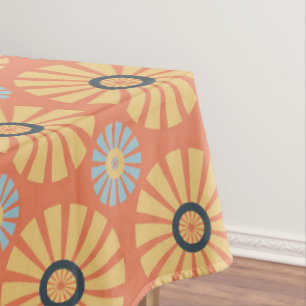 Nappe Retro Abstrat Motif de marguerites bleues et orang