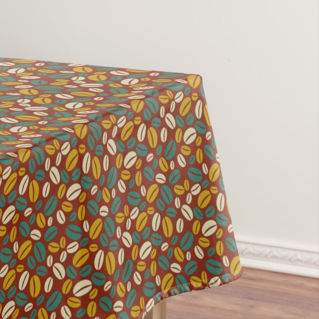 Nappe Retro Blue Jaune Brown Jaune Motif de haricots de  (In Situ)