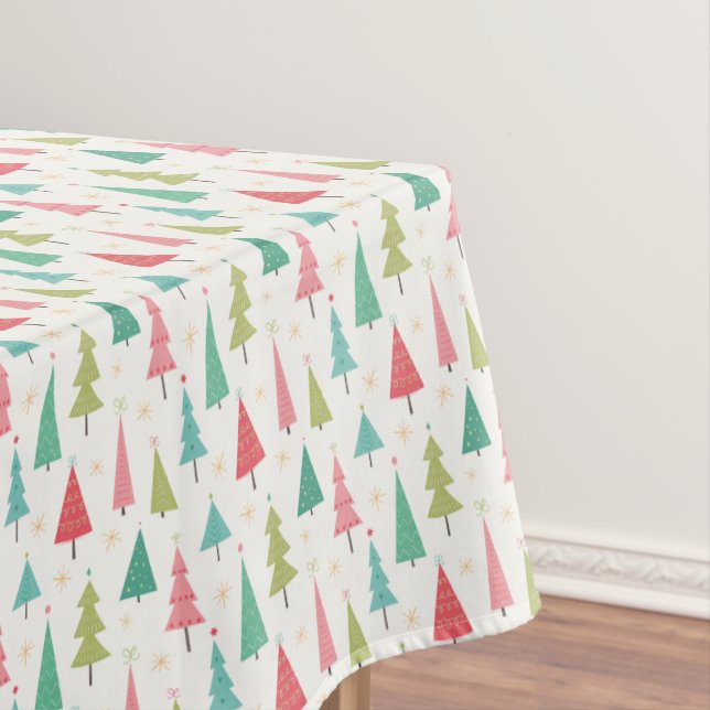 Nappe Retro Joyeux arbres de Noël Fun Motif de vacances (In Situ)
