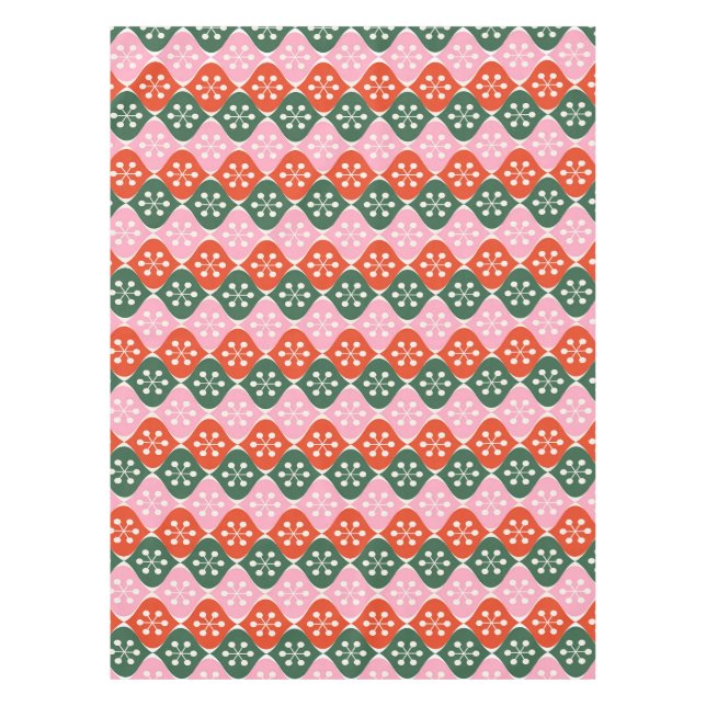 Nappe Retro Mid Mod Atomic Pattern Pink Green Christmas (Devant)