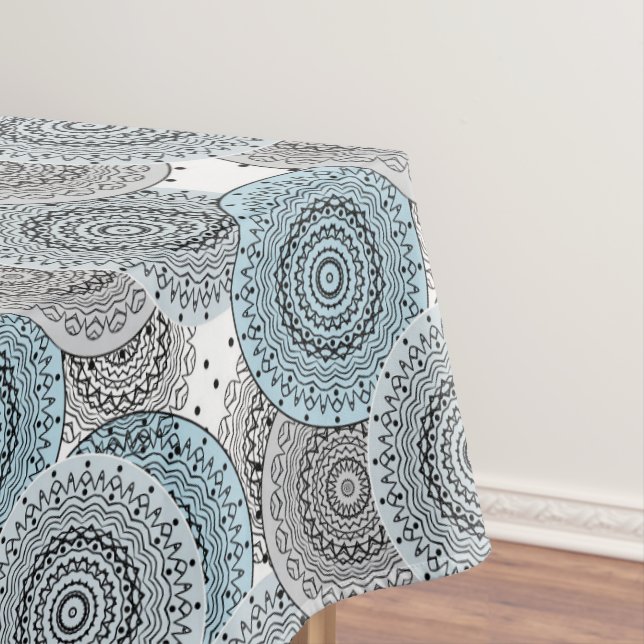 Nappe Rétro, rétro motif, bleu et gris, élégant (In Situ)