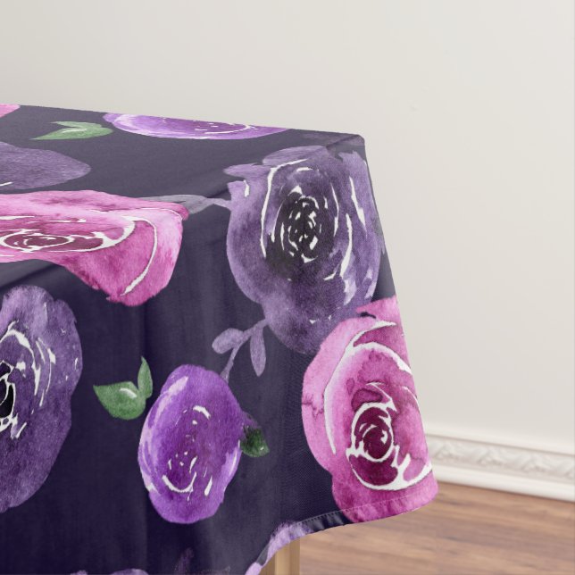 Nappe Romantique Purple & Rose Aquarelle Rose Floral (In Situ)