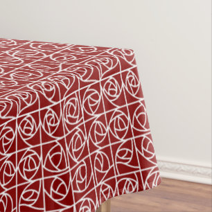 Nappe Rose Art déco Carrés stylisés Floral primaire roug