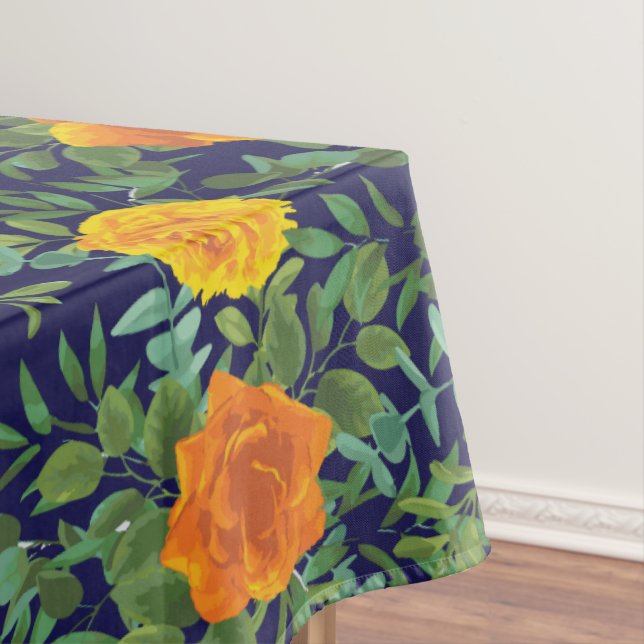 Nappe Rose bleu et orange Floral Mariage moderne (In Situ)