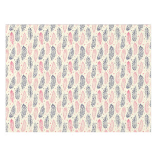 Nappe Rose et motif ethnique pourpre de plume
