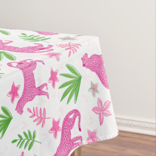 Nappe Rose Guépard Floral Prépa / Chic Animal Blanc