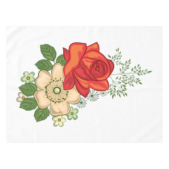 Nappe Rose rouge et marguerites (Devant (Horizontal))