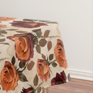 Nappe Roses de style rustique aux teintes orange et roug