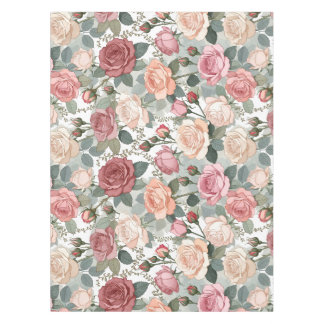 Nappe Roses Douces & Feuillage — Élégance Féminine Conte