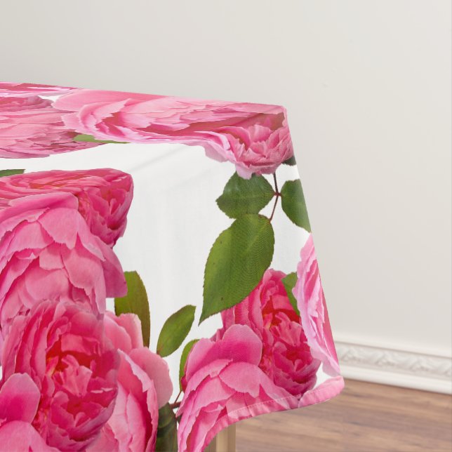Nappe Roses roses roses élégantes sur floral blanc (In Situ)