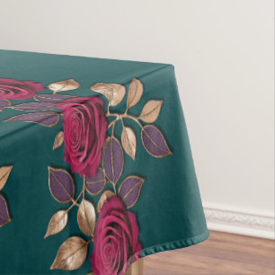 Nappe Roses rouges et violettes audacieuses avec feuille