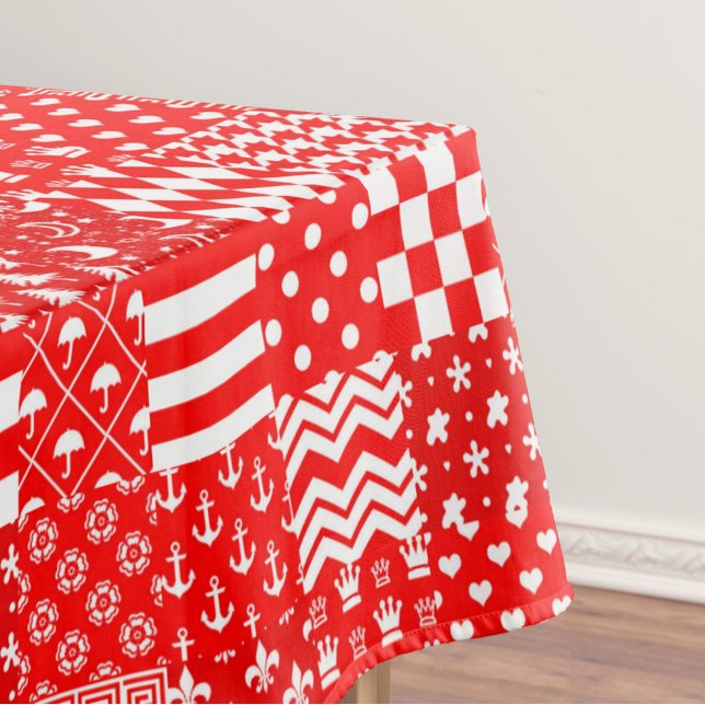Nappe Rouge blanc Mixte Motif Patchwork Design (Créateur téléchargé)
