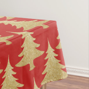 Nappe rouge élégant de motif d'arbre de Noël de parti