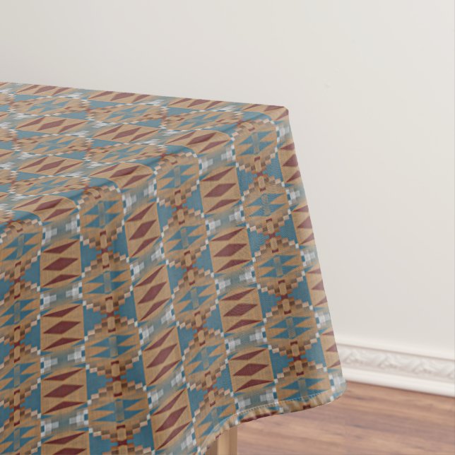 Nappe Rouge foncé bleu Turquoise Taupe Brown mosaïque tr (In Situ)