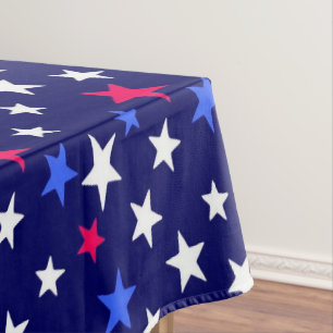 Nappe Rouge gras, bleu patriotique et étoiles blanches