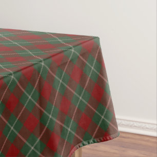 Nappe Rouge rustique vert et Motif Tartan beige