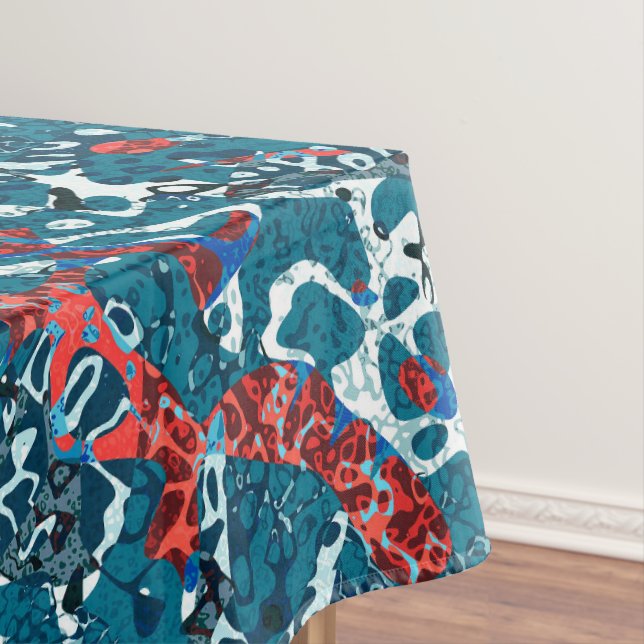 Nappe Rouge Turquoise noir blanc tacheté Résumé graphiqu (In Situ)