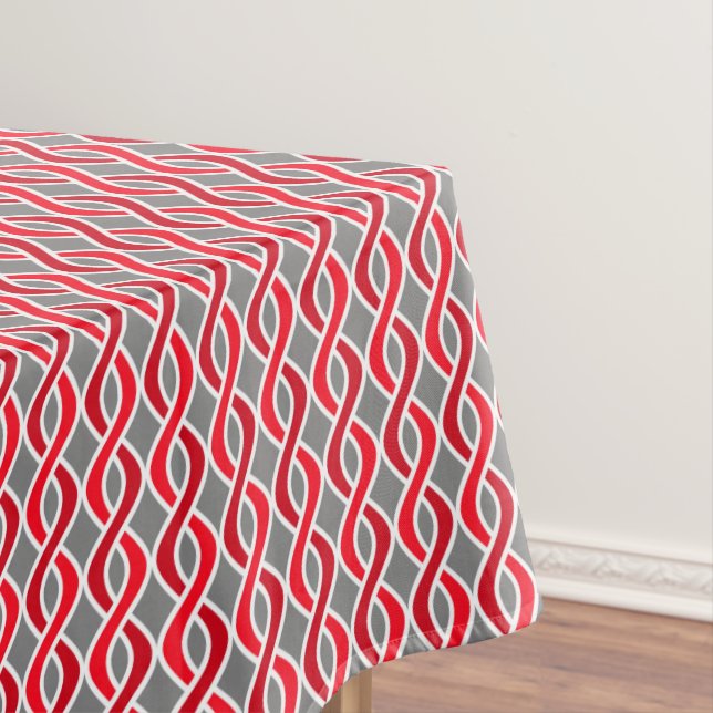 Nappe Rubans modernes du milieu du siècle, rouge et gris (In Situ)