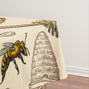 Nappe Ruche d'abeille miel doré jaune vintage organique