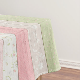Nappe Sage rustique Baby shower vert et rose en bois