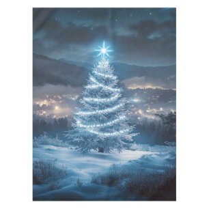Nappe Sapin de Noël Nuit Hivernale Lumineuse Bleue