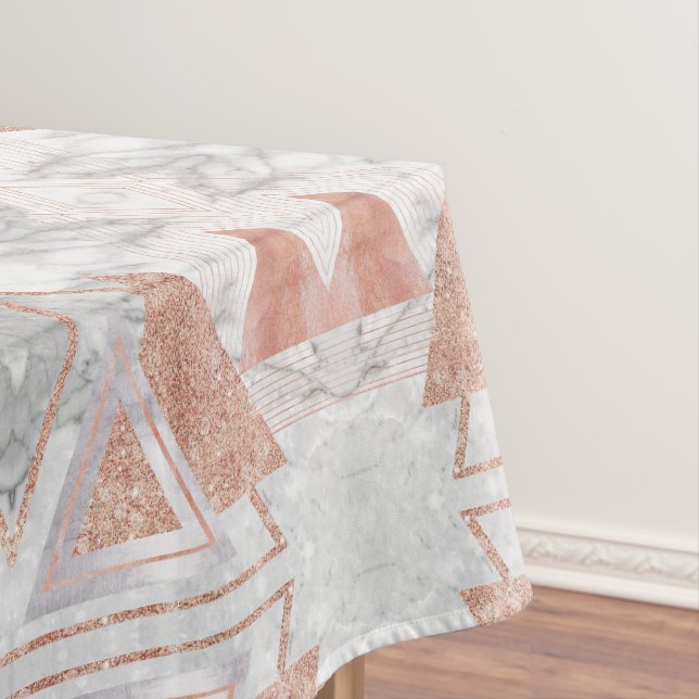 Nappe scandinave chic rose or géométrique marbre blanc (In Situ)