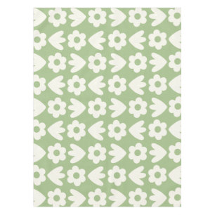 Nappe Scandinave Fleurs rétro Floral Motif Sage