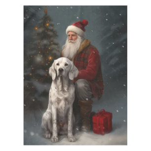 Nappe Setter anglais avec Noël Festif du Père Noël