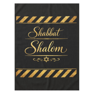 Nappe Shabbat Shalom Juif Judaica Or Noir Luxe
