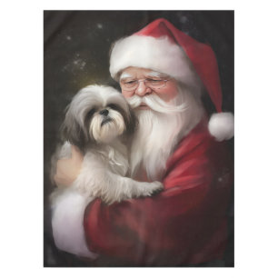 Nappe Shih Tzu Avec Noël Festif Du Père Noël
