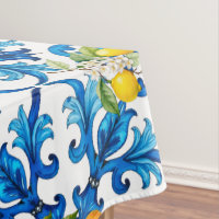sicilien, été, citron, mosaïque, bleu,