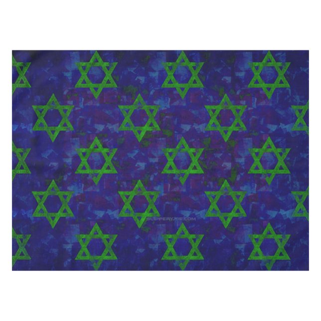 Nappe SlipperyJoe's Hanukkah green rows Stars of David c (Devant (Horizontal))