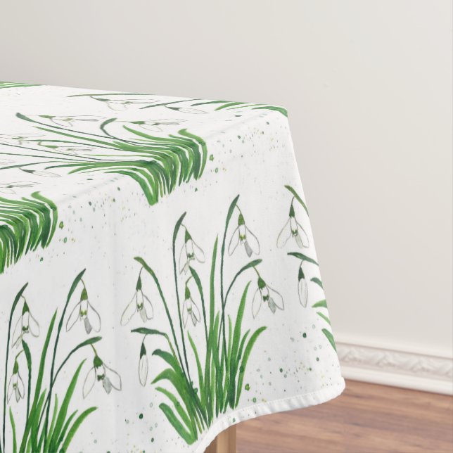 Nappe Snowdrops Aquarelle fleurie de printemps blanc Pâq (In Situ)