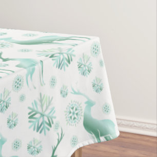 Nappe Snowflakes et rennes Turquoises de Noël