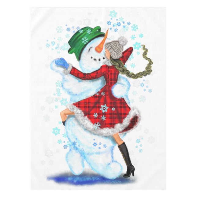 Nappe Snowman et danseuses de Noël -Nappe (Devant)