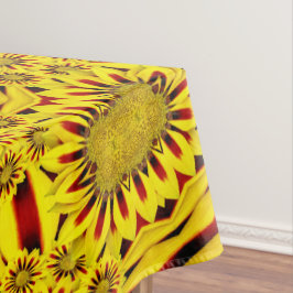 Nappe Soucis jaunes et kaléidoscope vintage rouge
